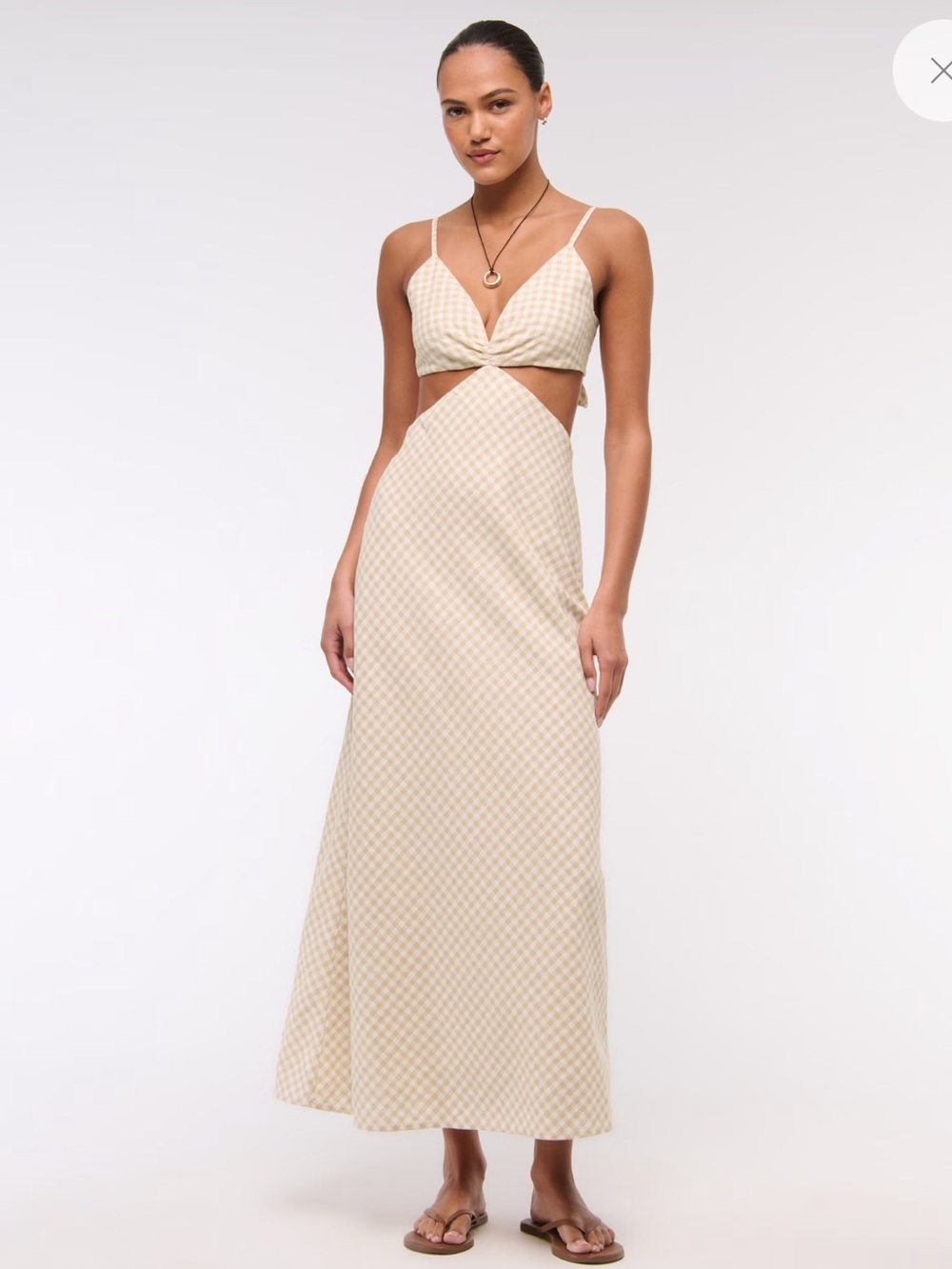 Abercrombie & Fitch The Julia Slip Cut Out Maxi Dress M Linen Summer Coastal NWT